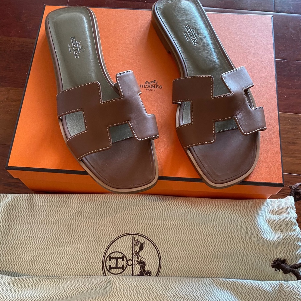 Hermes Oran Sandals Size 38